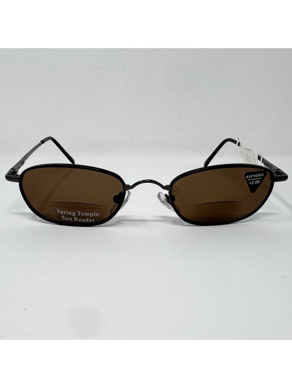 +2.00 Bifocal Sun Reader Gunmetal Metal Frame Brown Lens 49-20-138